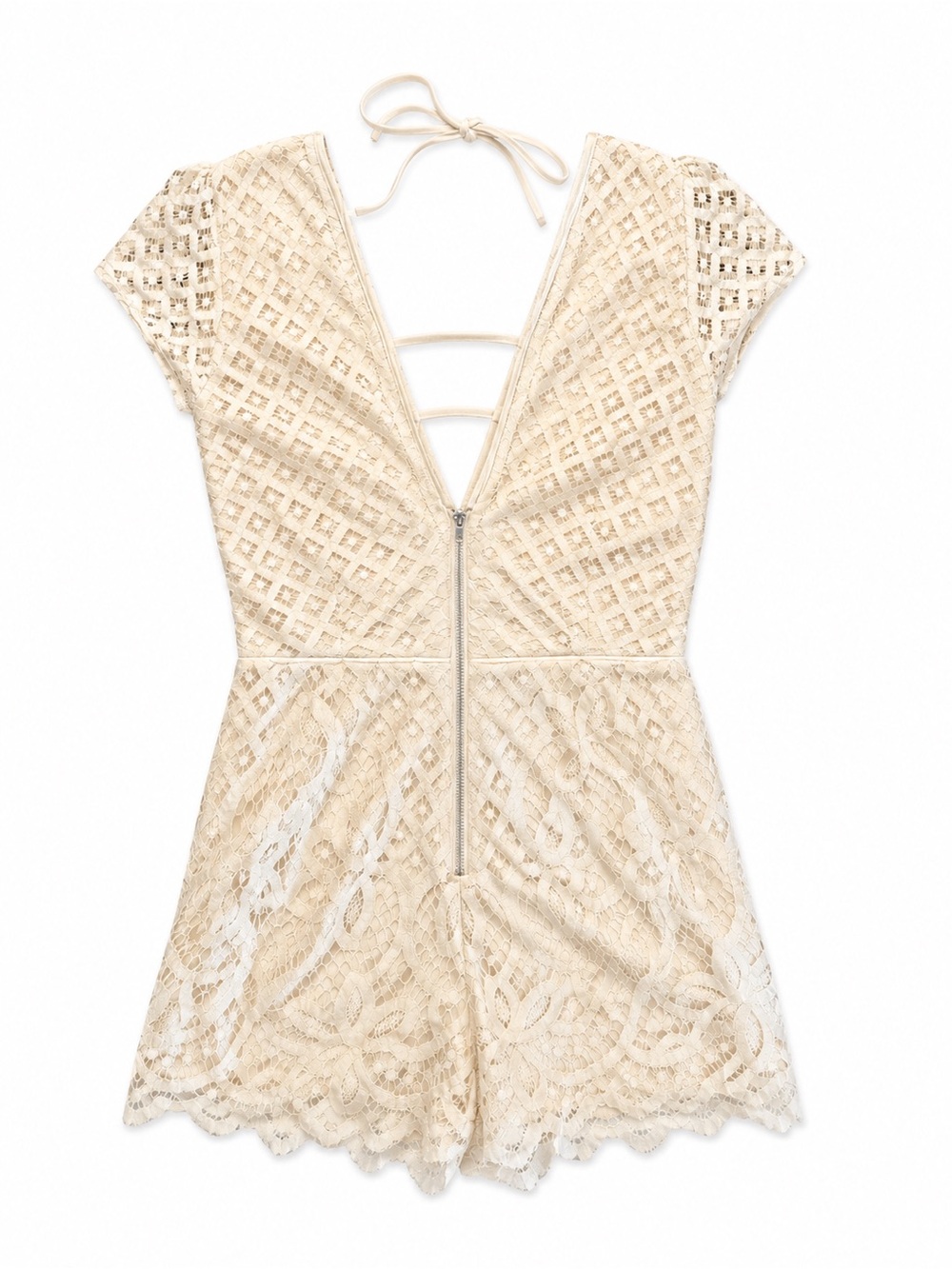 Charlotte Russe Ivory Lace Romper | Boho Bridal Fairycore Open Back Size Small - Picture 3 of 6